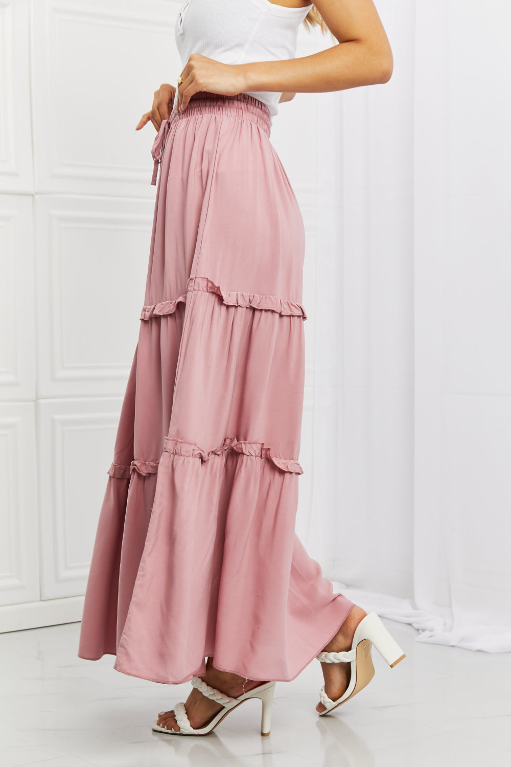 Zenana Summer Days Full Size Ruffled Maxi Skirt