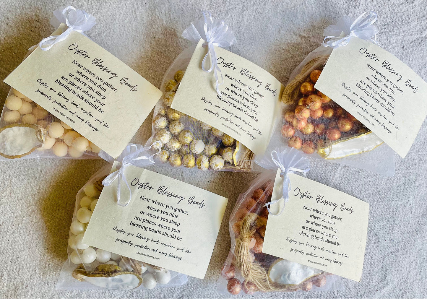 Oyster Blessing Beads - Natural Wood