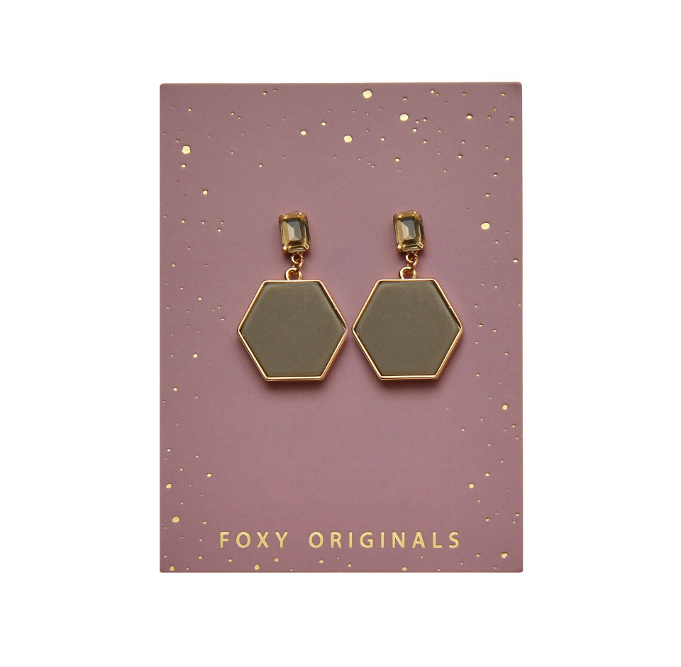 Margarita Cocktail Earrings in Gold/Taupe