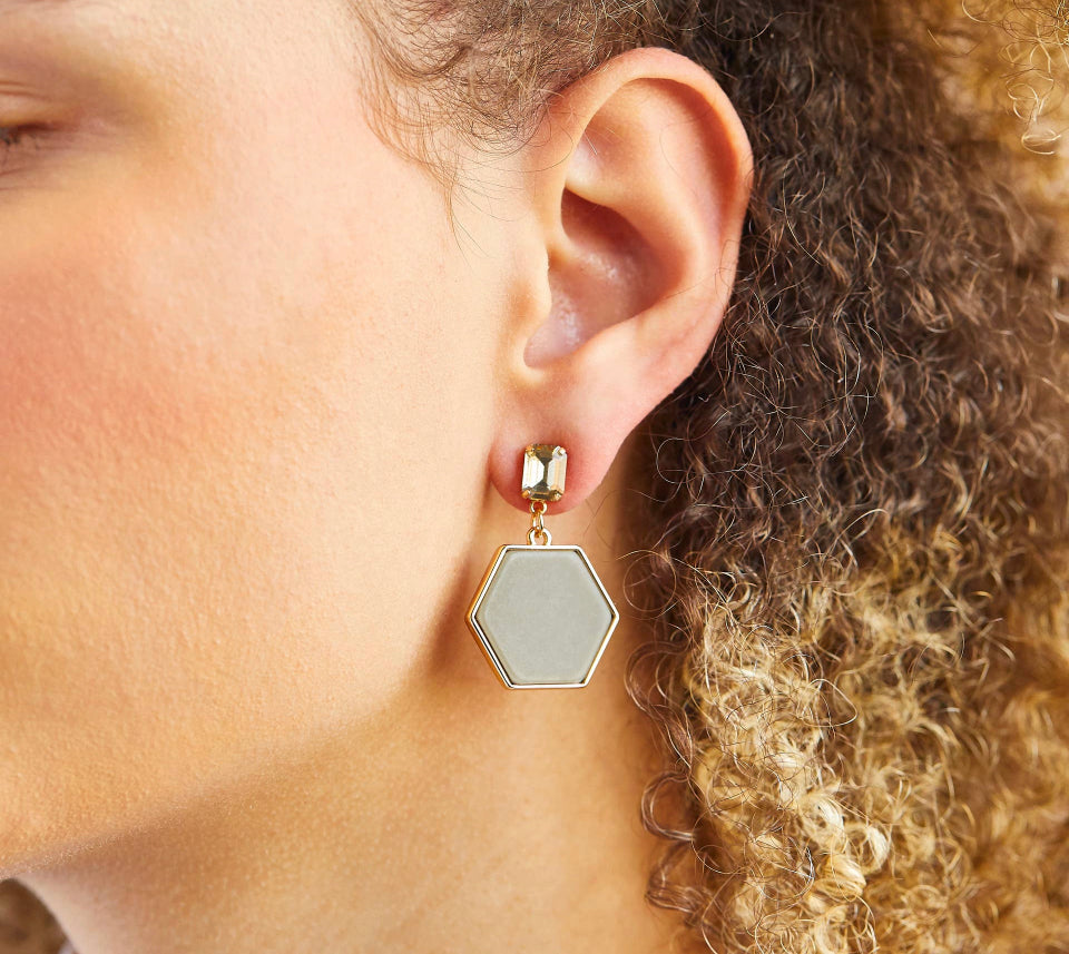 Margarita Cocktail Earrings in Gold/Taupe