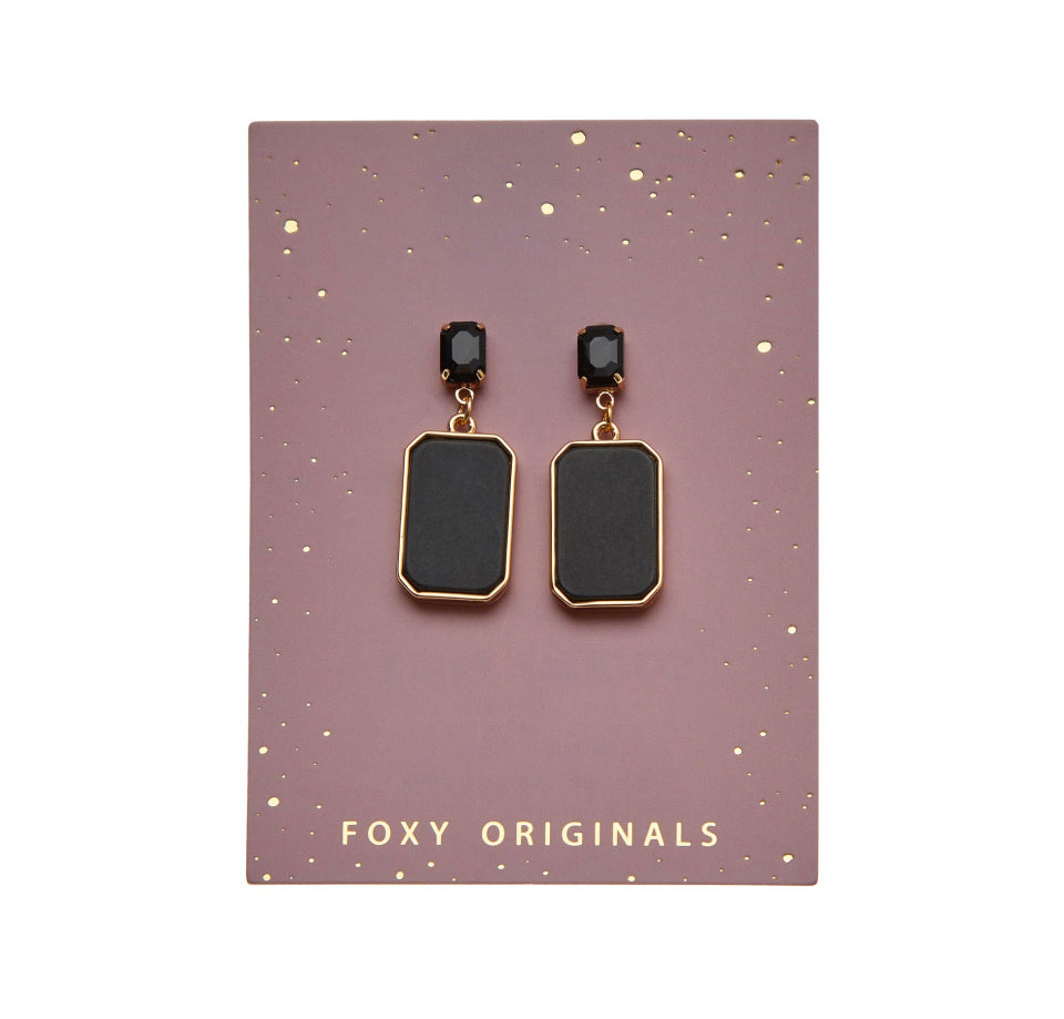 Martini Cocktail Earrings in Black/Gold