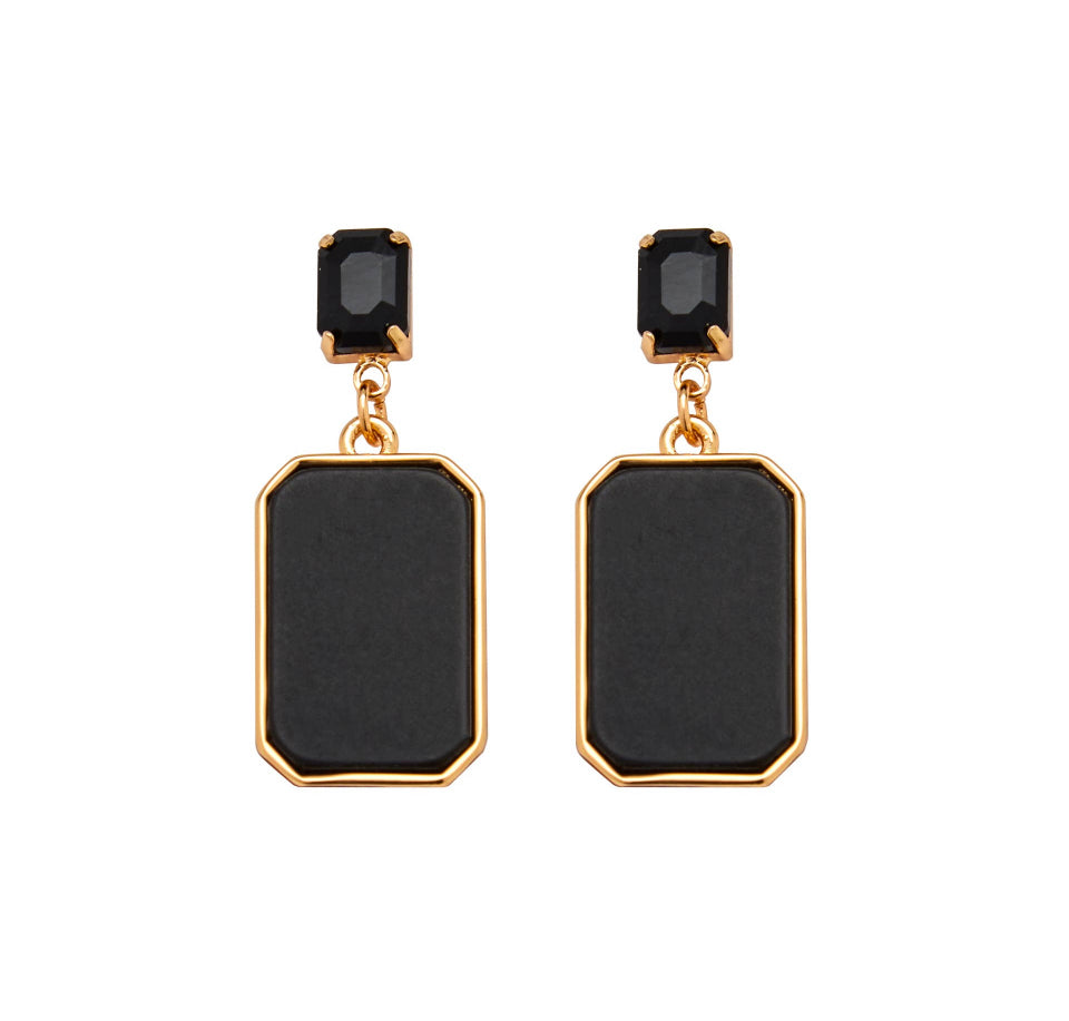 Martini Cocktail Earrings in Black/Gold