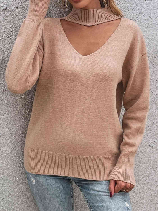 Cutout Mock Neck Sweater