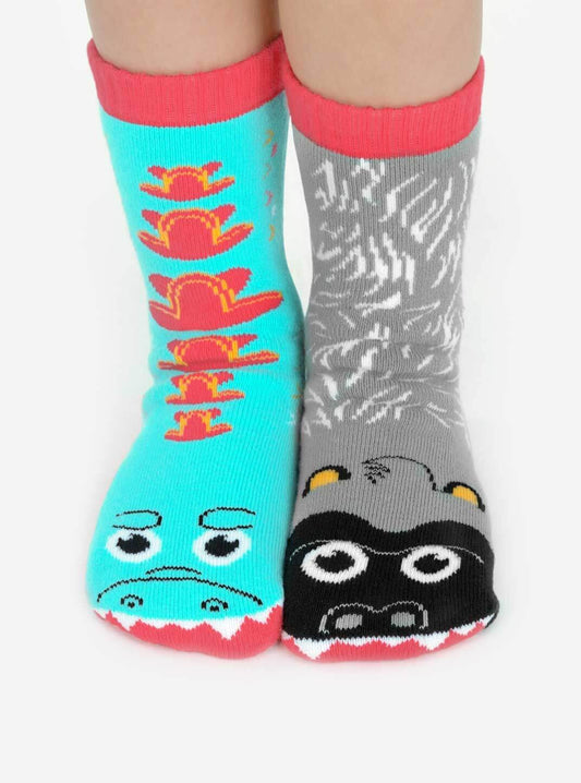 Giant Gorilla & Mutant Lizard | Kids Socks | Mismatched Socks
