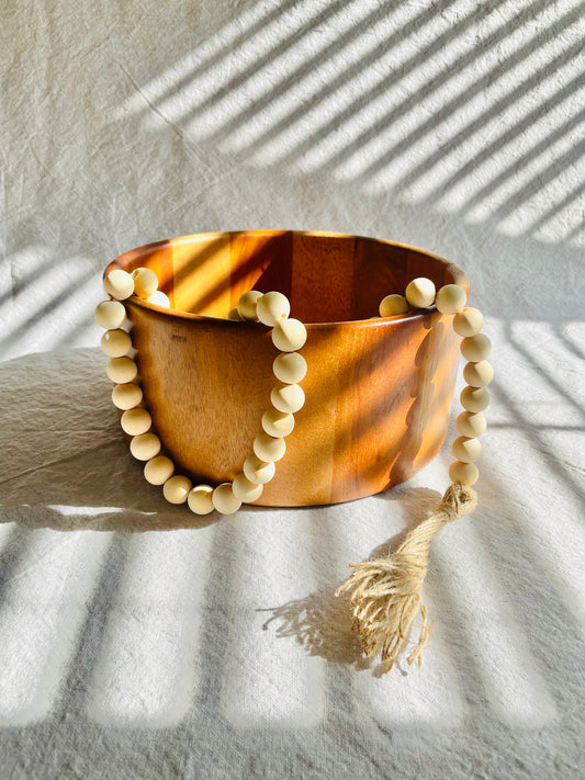 Oyster Blessing Beads - Natural Wood