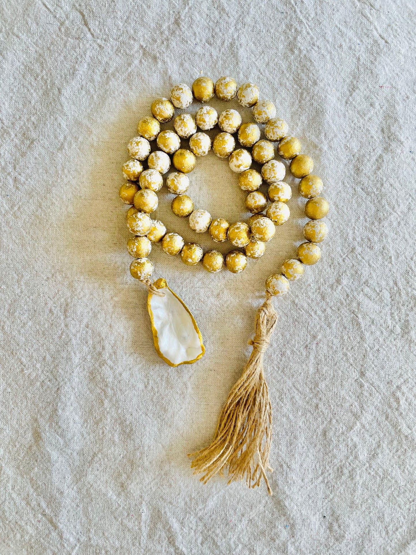 Oyster Blessing Beads - Gold Marble