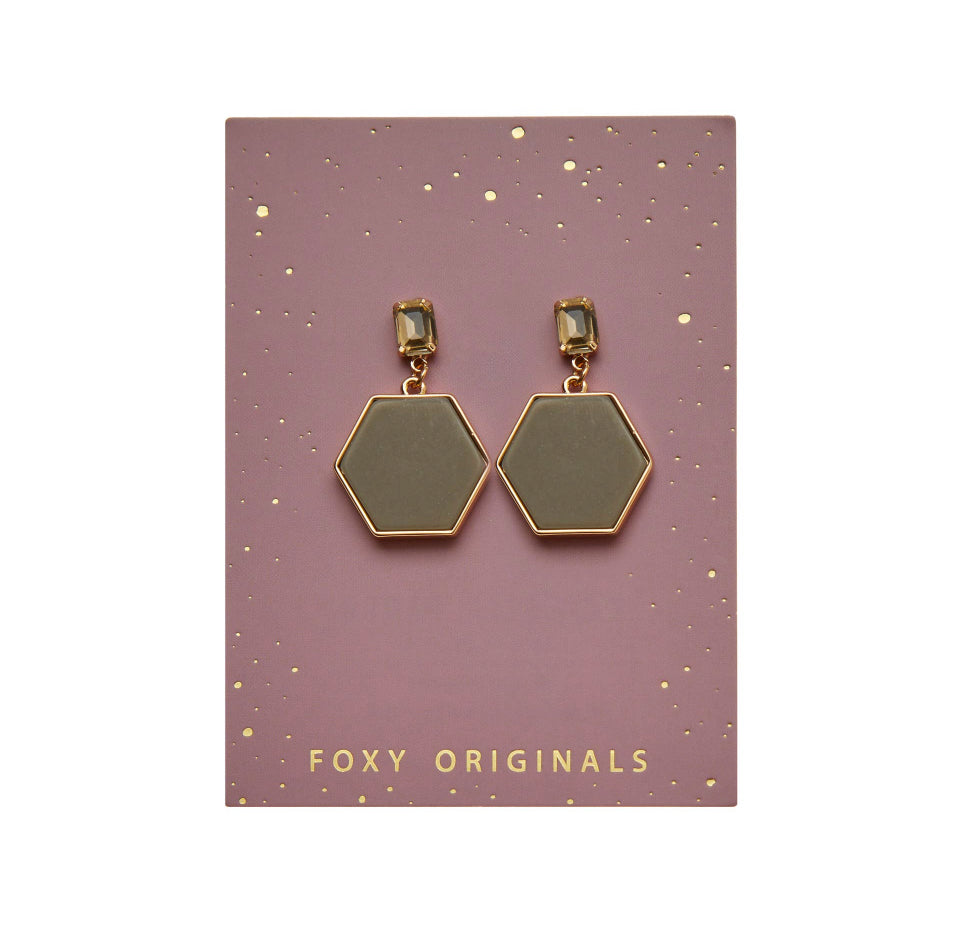 Margarita Cocktail Earrings in Gold/Taupe