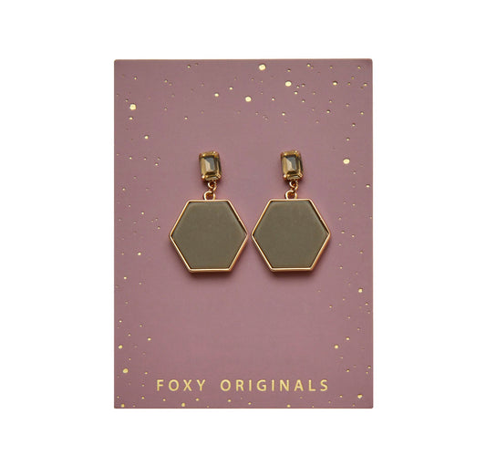 Margarita Cocktail Earrings in Gold/Taupe