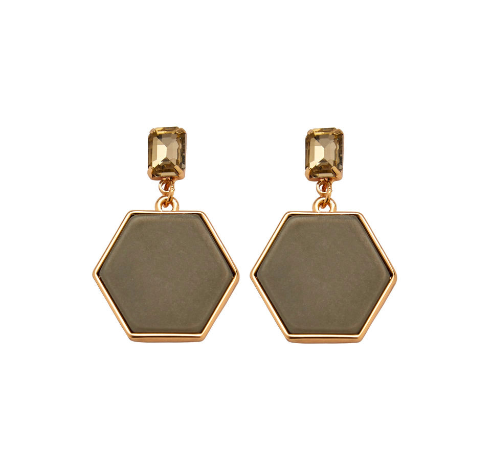 Margarita Cocktail Earrings in Gold/Taupe