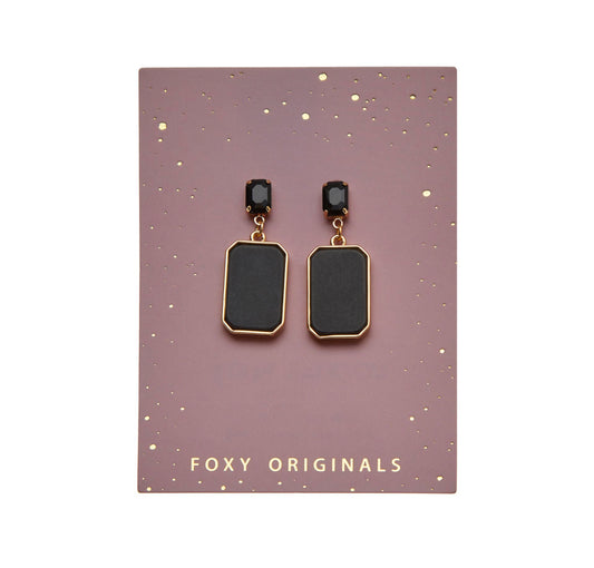 Martini Cocktail Earrings in Black/Gold