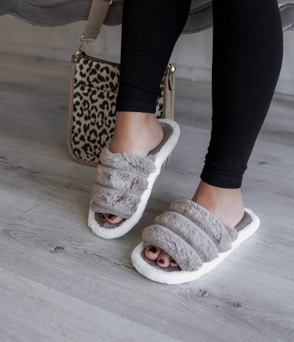 Edie Two Tone Slippers in Taupe