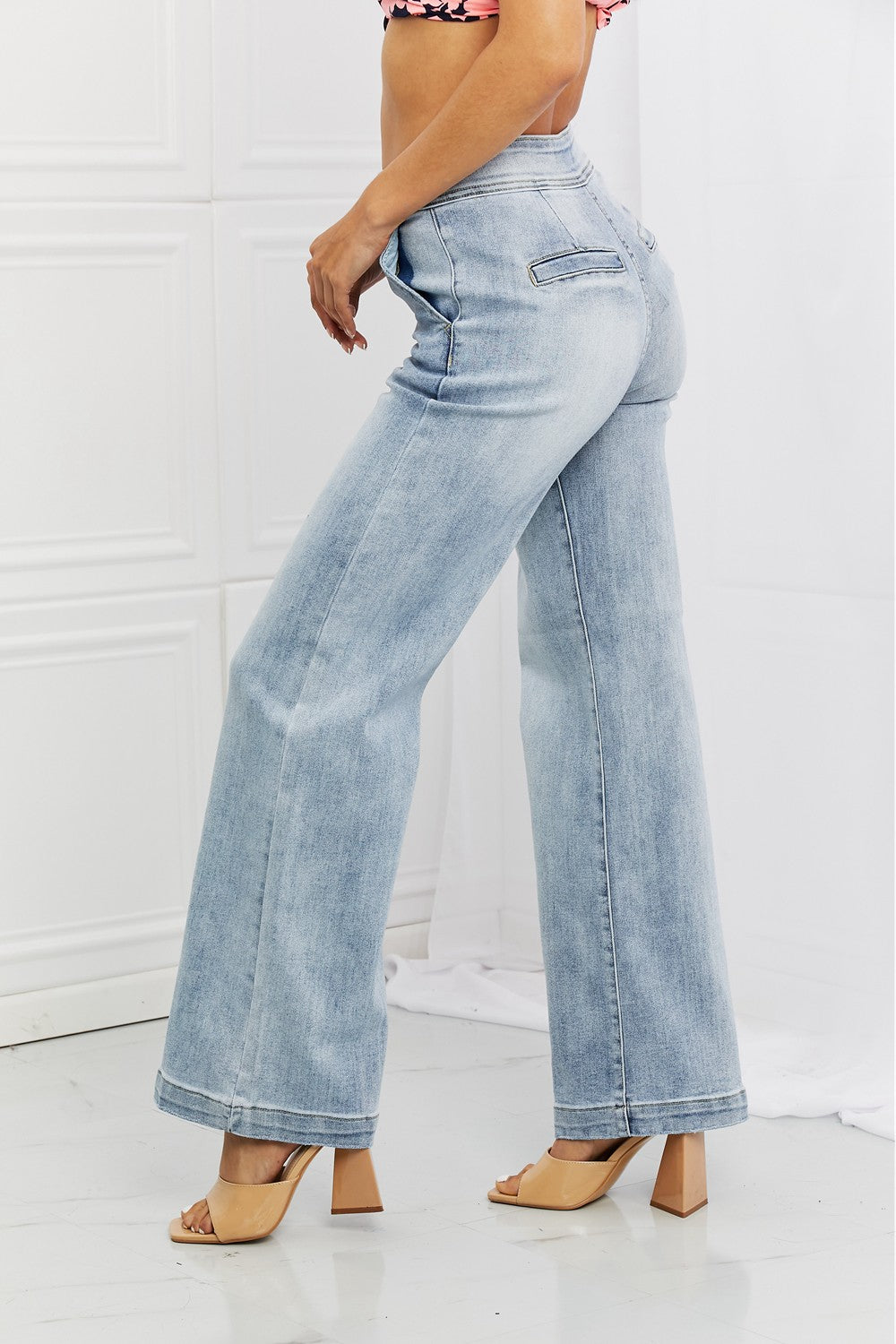 RISEN Full Size Luisa Wide Flare Jeans
